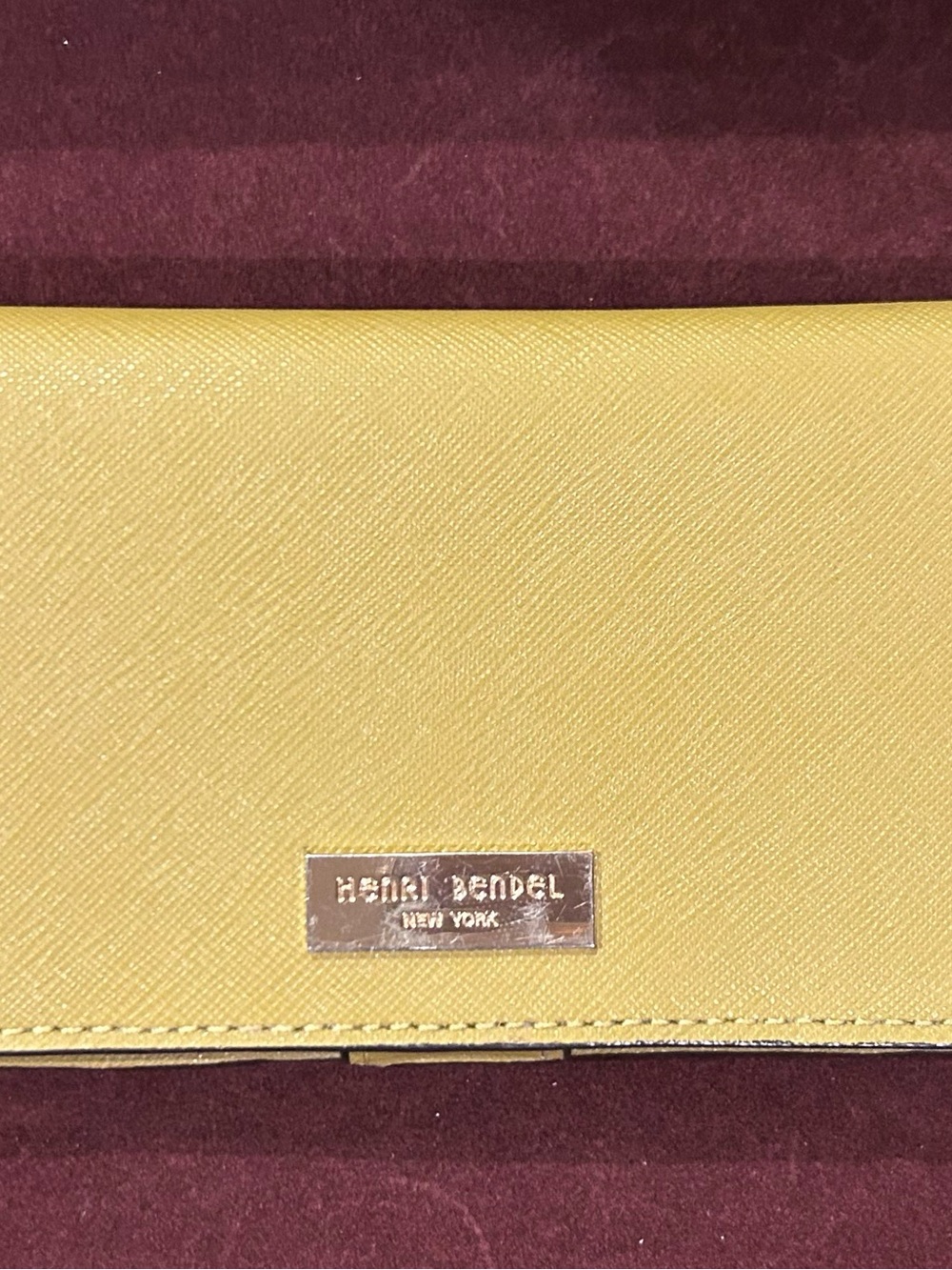 Henri Bendel NY Citron Saffiano Leather Snap Wallet